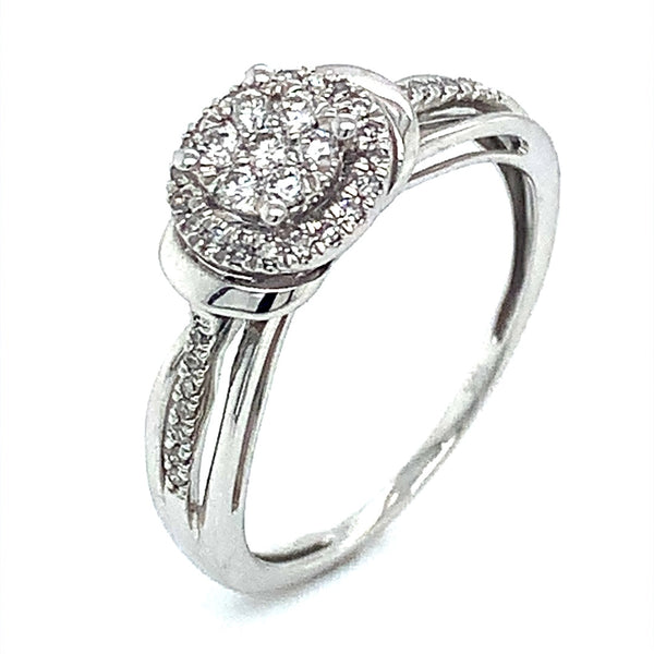 (SOFIA) Anillo con diamantes en oro blanco 10kt. - DGjoyeros