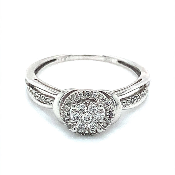 (SOFIA) Anillo con diamantes en oro blanco 10kt. - DGjoyeros