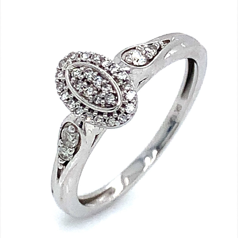 (SOFIA) Anillo con diamantes en oro blanco 10kt - DGjoyeros