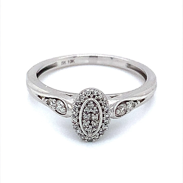 (SOFIA) Anillo con diamantes en oro blanco 10kt - DGjoyeros