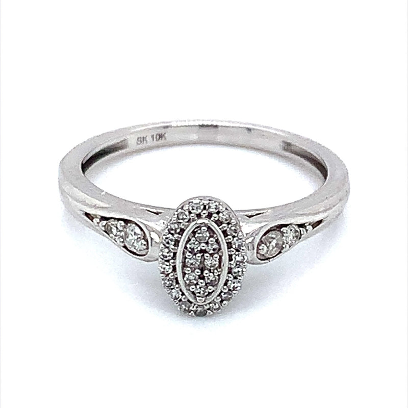 (SOFIA) Anillo con diamantes en oro blanco 10kt - DGjoyeros