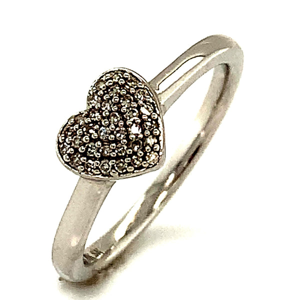 (SOFIA) Anillo (corazón) con diamantes en oro blanco 10kt - DGjoyeros