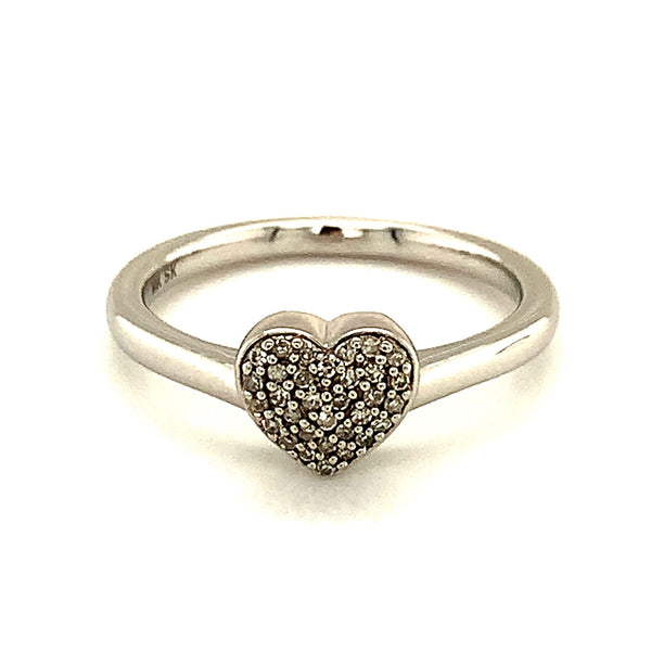 (SOFIA) Anillo (corazón) con diamantes en oro blanco 10kt - DGjoyeros