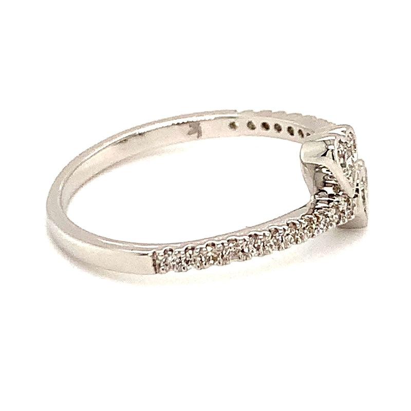 (SOFIA) Anillo (corazones) con diamantes en oro blanco 10k - DGjoyeros
