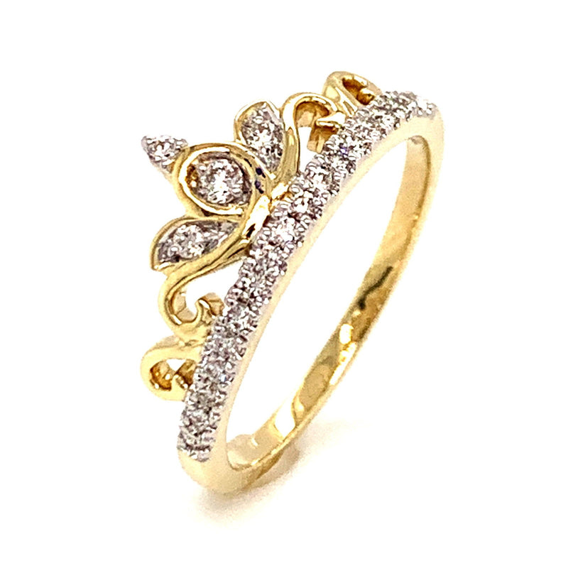 (SOFIA) Anillo (corona) con diamantes en oro amarillo 10k - DGjoyeros