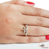 (SOFIA) Anillo (corona) con diamantes en oro amarillo 10k - DGjoyeros
