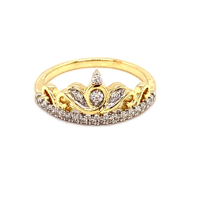 (SOFIA) Anillo (corona) con diamantes en oro amarillo 10k - DGjoyeros