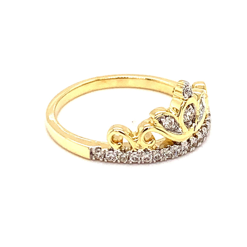 (SOFIA) Anillo (corona) con diamantes en oro amarillo 10k - DGjoyeros