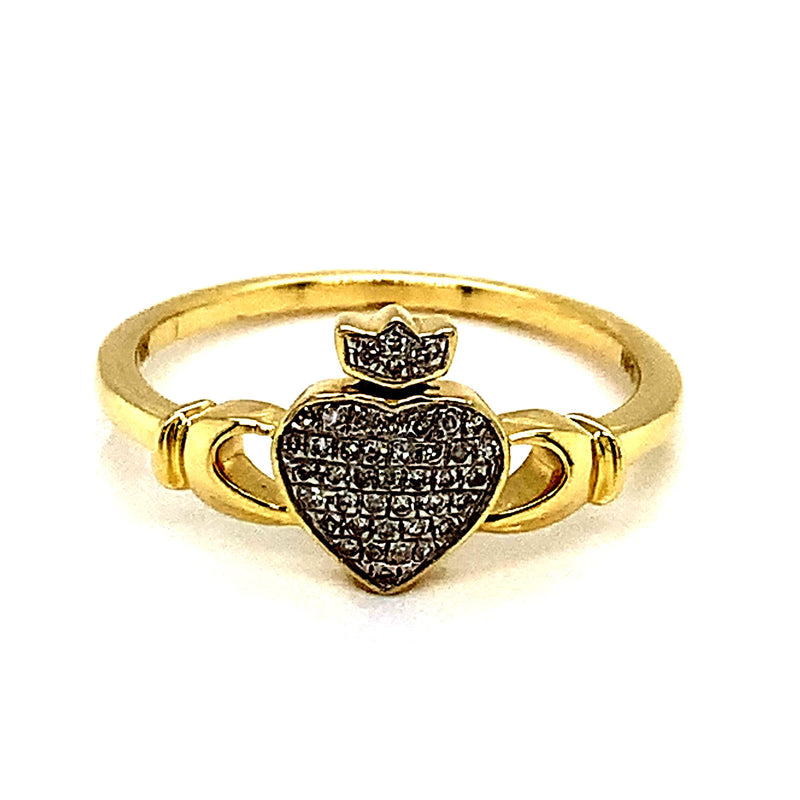 (SOFIA) Anillo (corona) con diamantes en oro amarillo 10kt. - DGjoyeros