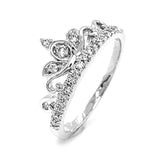(SOFIA) Anillo (corona) con diamantes en oro blanco 10k - DGjoyeros