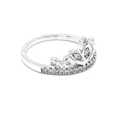 (SOFIA) Anillo (corona) con diamantes en oro blanco 10k - DGjoyeros