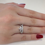 (SOFIA) Anillo (corona) con diamantes en oro blanco 10k - DGjoyeros