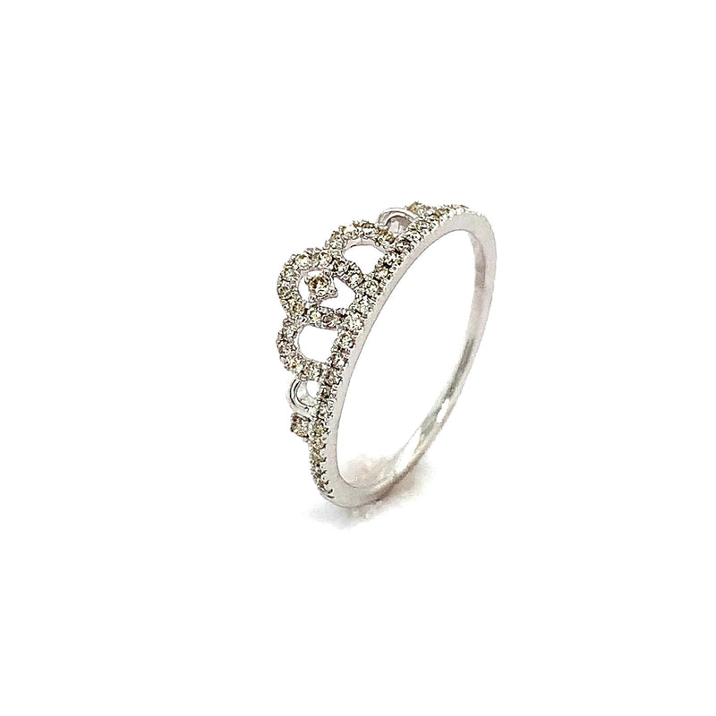 (SOFIA) Anillo (corona) con diamantes en oro blanco 10k - DGjoyeros