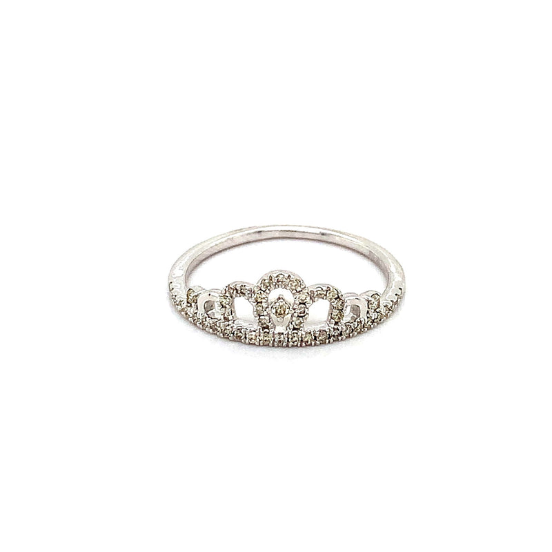 (SOFIA) Anillo (corona) con diamantes en oro blanco 10k - DGjoyeros