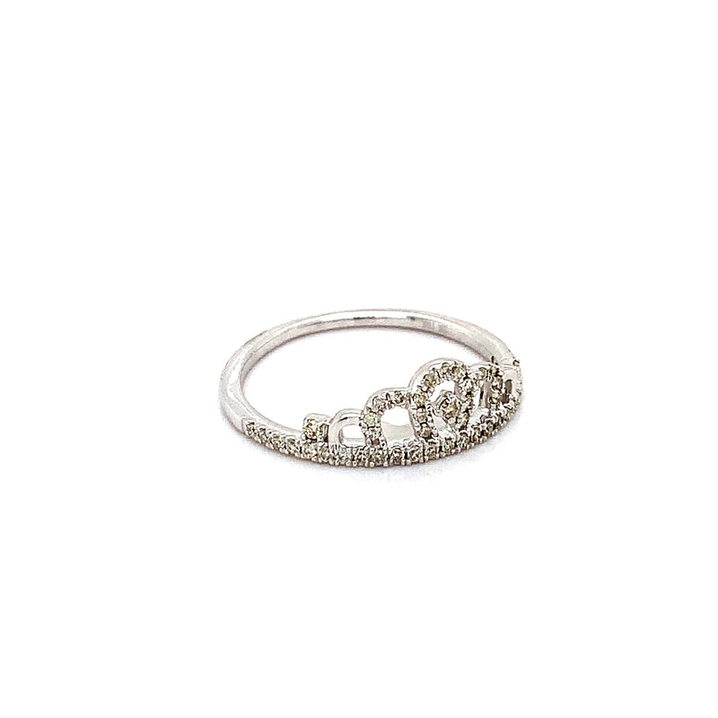 (SOFIA) Anillo (corona) con diamantes en oro blanco 10k - DGjoyeros