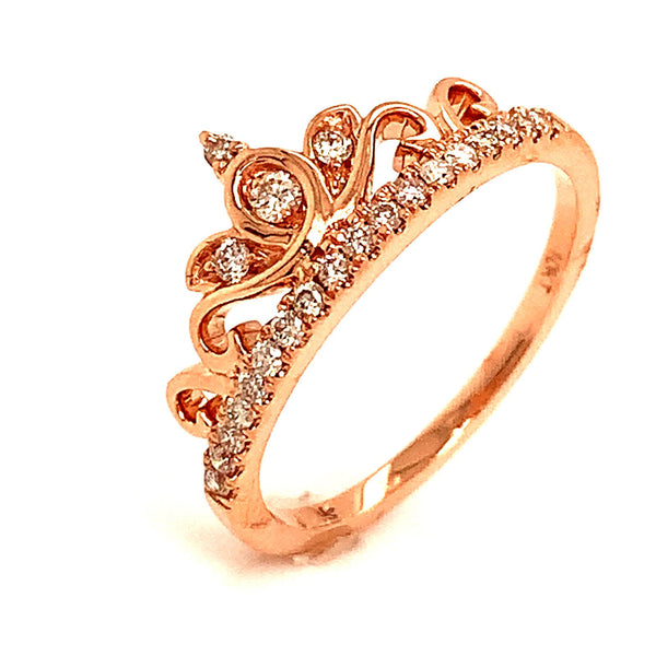 (SOFIA) Anillo (corona) con diamantes en oro rosado 10k - DGjoyeros