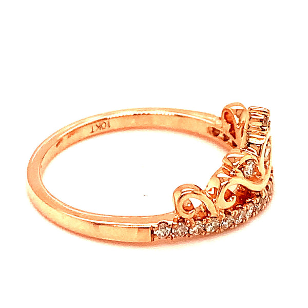 (SOFIA) Anillo (corona) con diamantes en oro rosado 10k - DGjoyeros