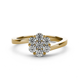 (SOFIA) Anillo (flor) con diamantes en oro amarillo 10k - DGjoyeros