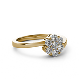 (SOFIA) Anillo (flor) con diamantes en oro amarillo 10k - DGjoyeros