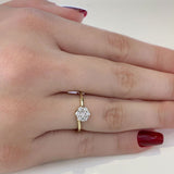 (SOFIA) Anillo (flor) con diamantes en oro amarillo 10k - DGjoyeros