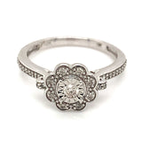 (SOFIA) Anillo (flor) con diamantes en oro blanco 10kt - DGjoyeros