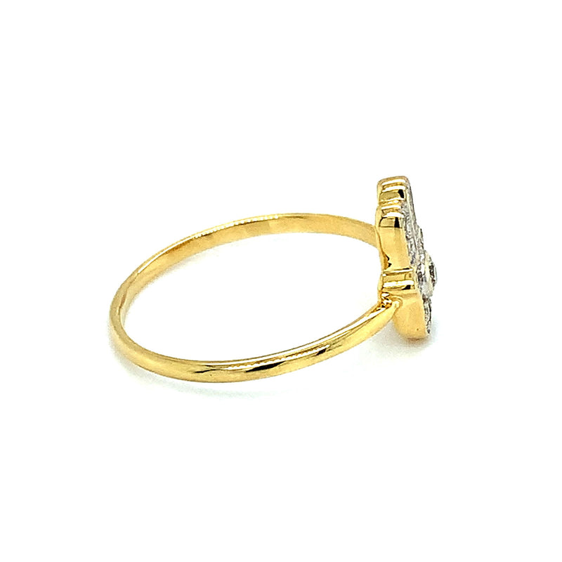 (SOFIA) Anillo (hamsa) con diamantes en oro amarillo 10kt. - DGjoyeros