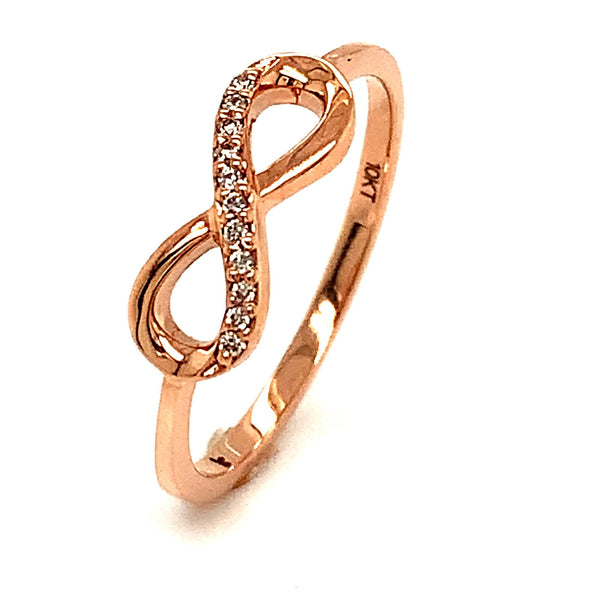 (SOFIA) Anillo (infinito) con diamantes en oro rosado 10k - DGjoyeros