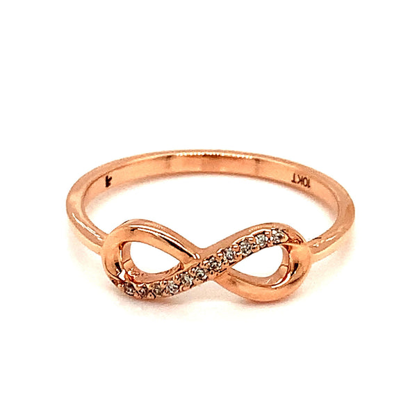 (SOFIA) Anillo (infinito) con diamantes en oro rosado 10k - DGjoyeros