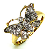 (SOFIA) Anillo (mariposa) con diamantes en oro amarillo 10k