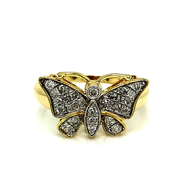 (SOFIA) Anillo (mariposa) con diamantes en oro amarillo 10k - DGjoyeros