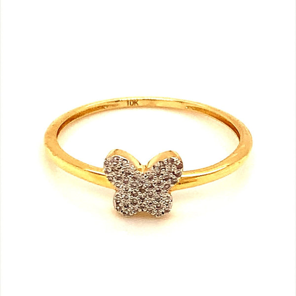(SOFIA) Anillo (mariposa) con diamantes en oro amarillo 10k - DGjoyeros
