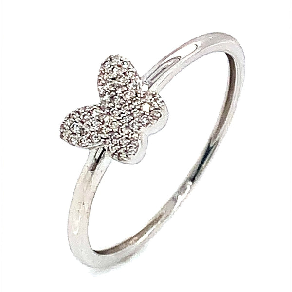 (SOFIA) Anillo (mariposa) con diamantes en oro blanco 10k - DGjoyeros