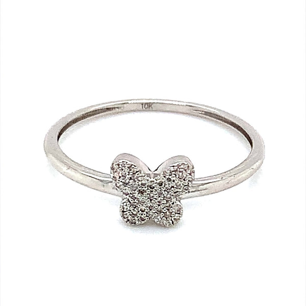 (SOFIA) Anillo (mariposa) con diamantes en oro blanco 10k - DGjoyeros
