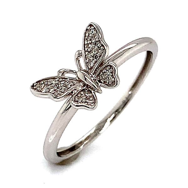 (SOFIA) Anillo (mariposa) con diamantes en oro blanco 10kt - DGjoyeros