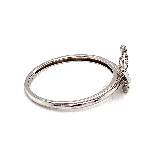 (SOFIA) Anillo (mariposa) con diamantes en oro blanco 10kt - DGjoyeros