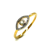 (SOFIA) Anillo (ojo) con diamantes en oro amarillo 10k - DGjoyeros