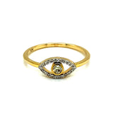 (SOFIA) Anillo (ojo) con diamantes en oro amarillo 10k - DGjoyeros