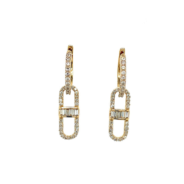 (SOFIA) Aretes (Paperclip) con diamantes en oro amarillo 10k - DGjoyeros