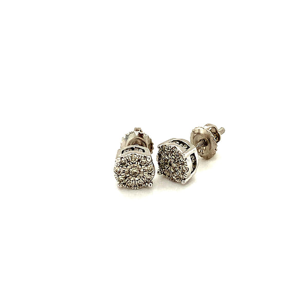 (SOFIA) Aretes con diamantes en oro blanco 10k - DGjoyeros