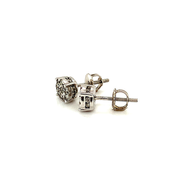 (SOFIA) Aretes con diamantes en oro blanco 10k - DGjoyeros