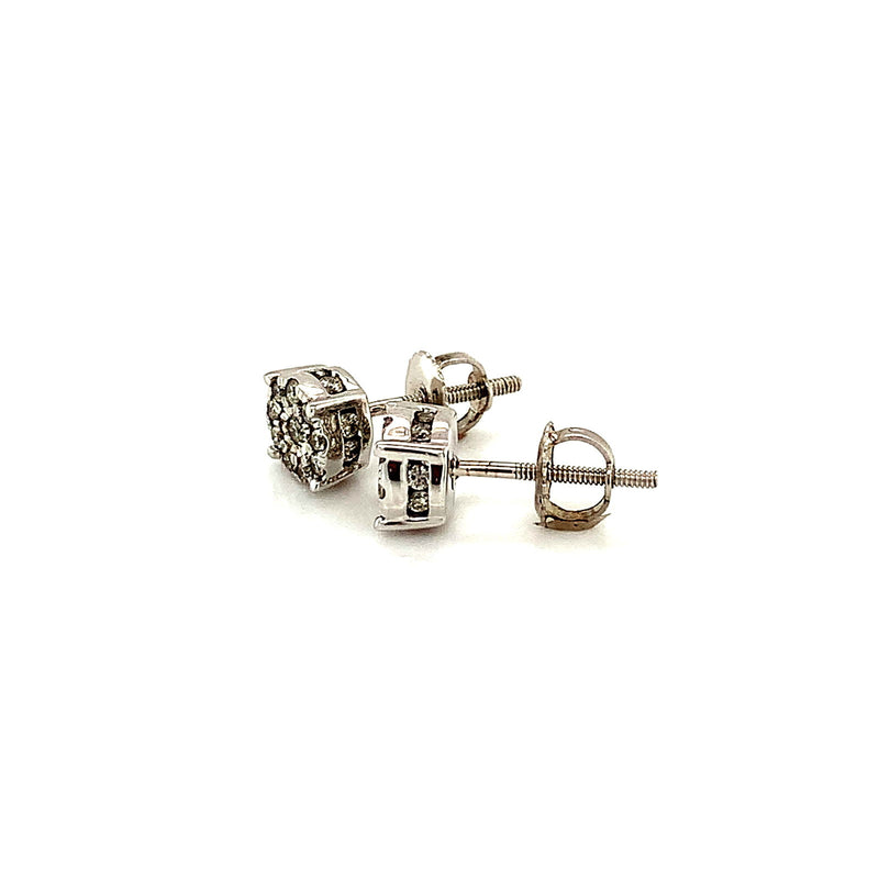(SOFIA) Aretes con diamantes en oro blanco 10k - DGjoyeros