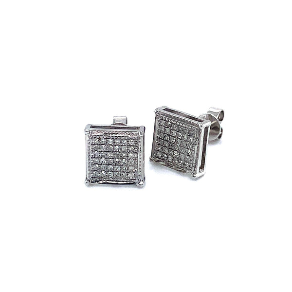 (SOFIA) Aretes con diamantes en oro blanco 10k - DGjoyeros