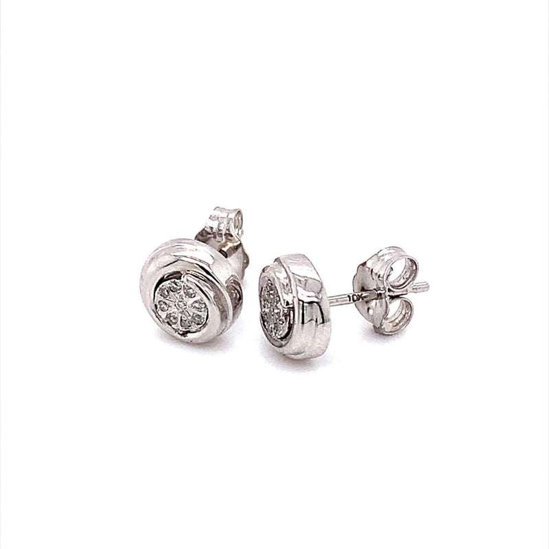 (SOFIA) Aretes con diamantes en oro blanco 10k - DGjoyeros