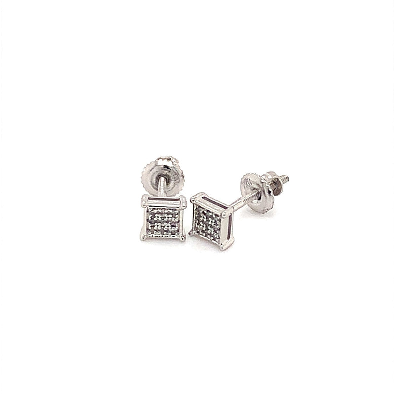 (SOFIA) Aretes con diamantes en oro blanco 10k - DGjoyeros