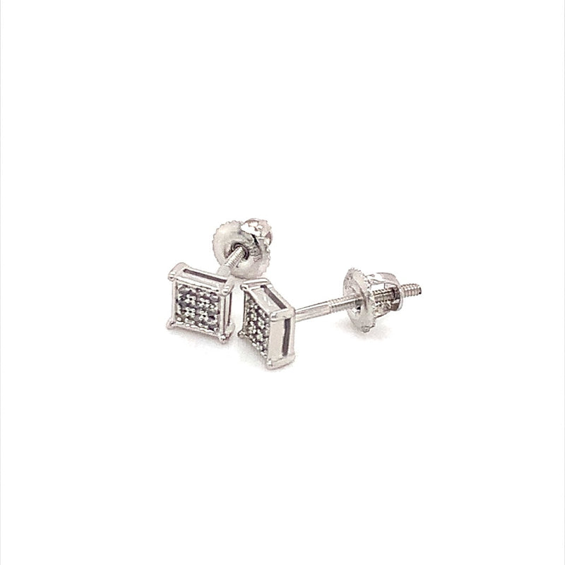 (SOFIA) Aretes con diamantes en oro blanco 10k - DGjoyeros