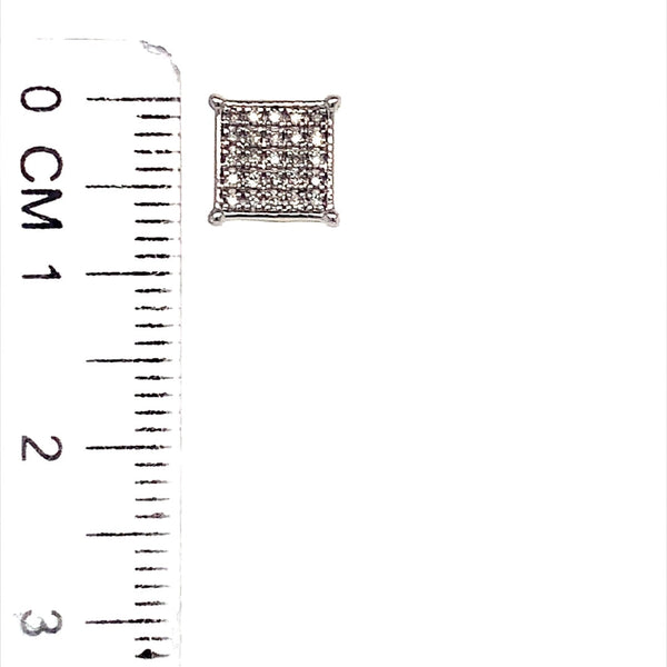 (SOFIA) Aretes (cuadrado) con diamantes en oro blanco 10kt - DGjoyeros