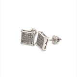 (SOFIA) Aretes (cuadrado) con diamantes en oro blanco 10kt - DGjoyeros