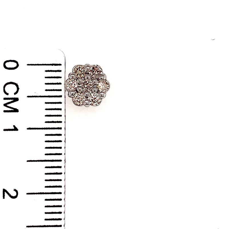 (SOFIA) Aretes (flor) con diamantes en oro blanco 10k - DGjoyeros
