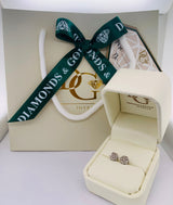 (SOFIA) Aretes (flor) con diamantes en oro blanco 10k - DGjoyeros