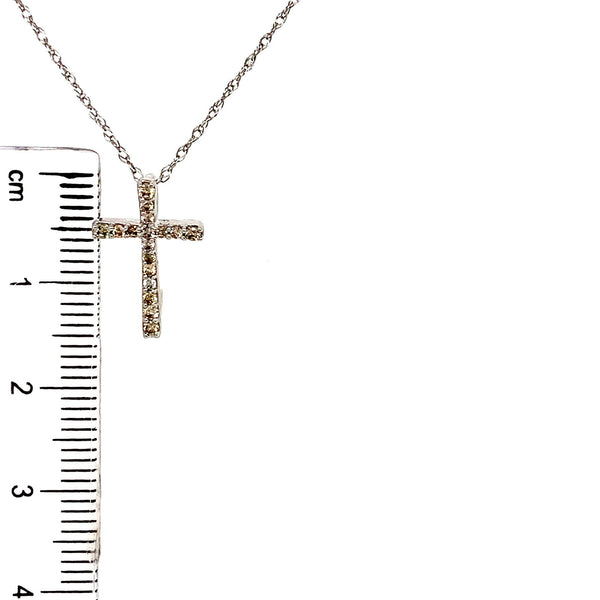 (SOFIA) Collar (cruz) con diamantes en oro blanco 10k - DGjoyeros